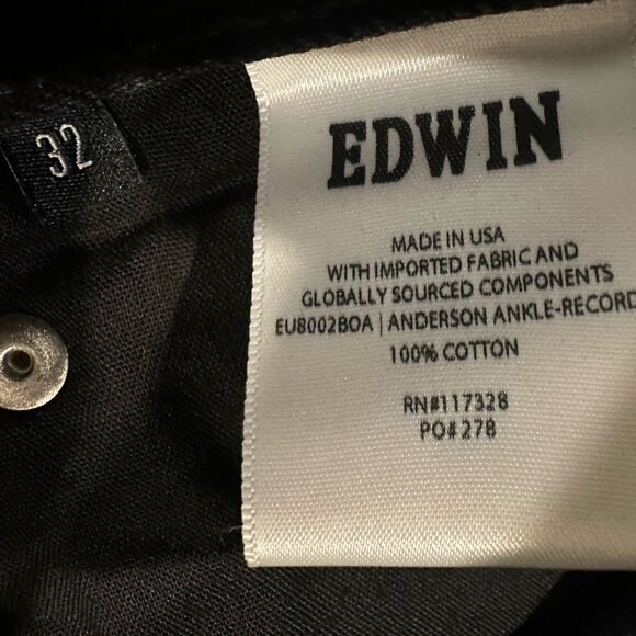 NWT Edwin Anthropologie Anderson Ankle Black Straight Leg Denim High Waist Jeans - Picture 7 of 8